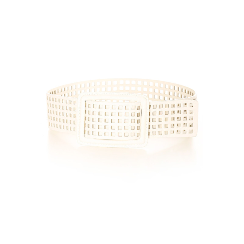 Ceinture Blanc quadrillée à trous. SG-0452