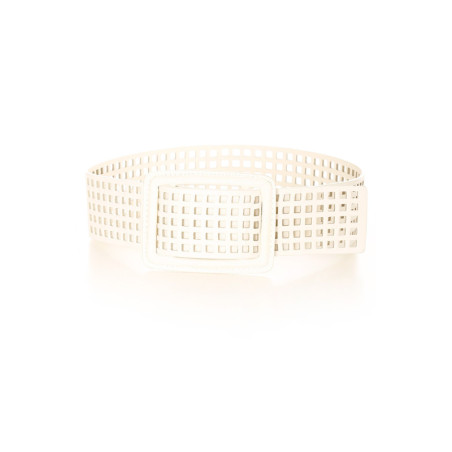 Ceinture Blanc quadrillée à trous. SG-0452