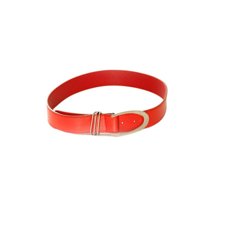 Ceinture basique Rouge à boucle argentée. BG-P0Z9