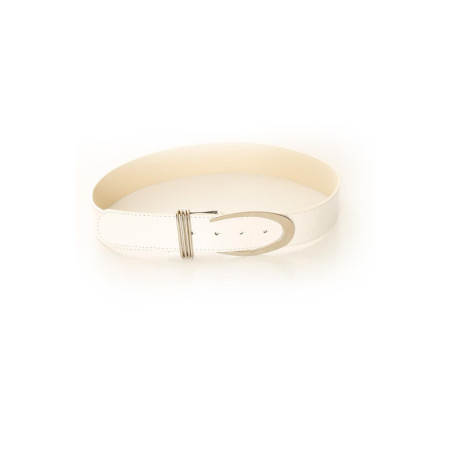 Ceinture basique  Blanc à boucle argentée. BG-P0Z9