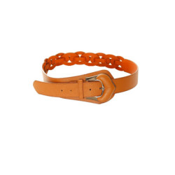 Ceinture tressée Camel asymétrique à boucle argentée. BG-0517