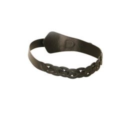 Ceinture tressée noire asymétrique à boucle argentée. BG-0517