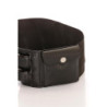 Ceinture noire large, double boucle et pochettes accessoires. D7235