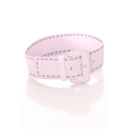 Ceinture parme large, boucle rectangle et contours cousu. SG-0460