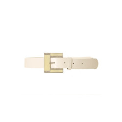 Ceinture Blanche effet cuir à boucle carré et strass CE 726