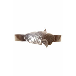 Ceinture Noir, boucle motif feuilles BG-PO44