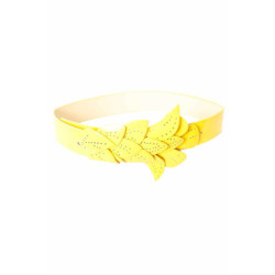 Ceinture Jaune, boucle motif feuilles BG-PO44