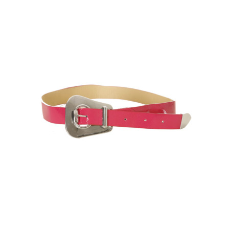 Ceinture fine fuchsia, boucle fantaisie. 56-0255