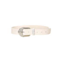Ceinture blanc avec boucle argenté. D7364