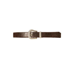 Ceinture Marron style croco avec boucle fantaisie à strass D7288