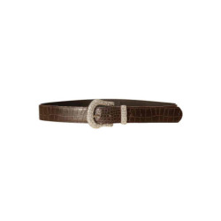 Ceinture Marron style croco avec boucle fantaisie à strass D7288