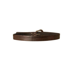 Ceinture Marron style croco avec boucle fantaisie à strass D7288