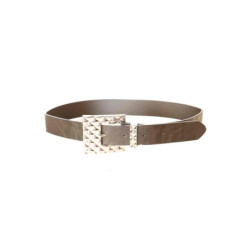 Ceinture Noir effet cuir à boucle fantaisie géométrique SG-0427