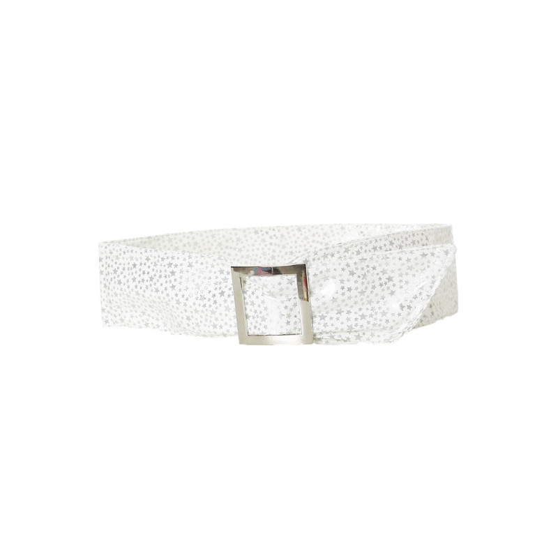 Ceinture blanche légère à motif étoiles et boucle rectangle. étoiles