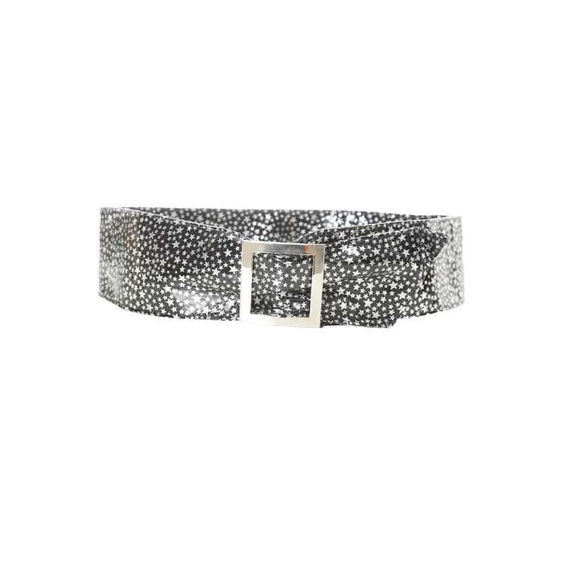 Ceinture noir légère à motif étoiles et boucle rectangle. étoiles