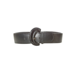 Ceinture noir style matelassé avec boucle ovale brillante. BG-0101