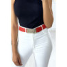 Ceinture rouge pour femme avec boucle rectangulaire et strass