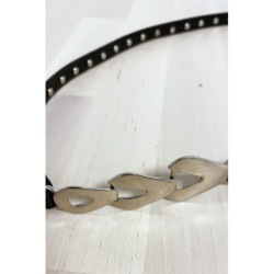 Fine ceinture noir avec accessoire et strass