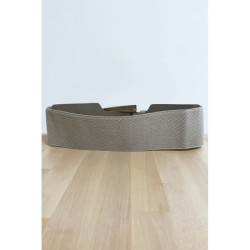 Ceinture grise avec boucle ornée de strass et élastique au dos
