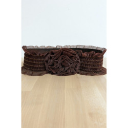 Ceinture de soirée en dentelle choco brillant avec élastique
