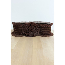 Ceinture de soirée en dentelle choco brillant avec élastique