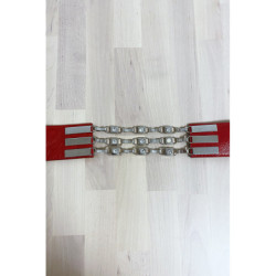 Ceinture rouge avec accessoire en cercles et en strass