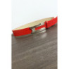 Ceinture rouge avec boucle rectangulaire et strass