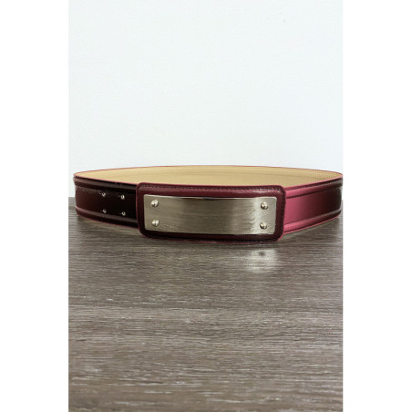 Ceinture bordeaux avec longue boucle rectangulaire