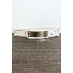 Ceinture blanche avec longue boucle rectangulaire