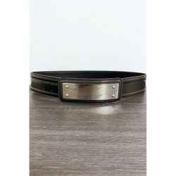 Ceinture noir avec longue boucle rectangulaire