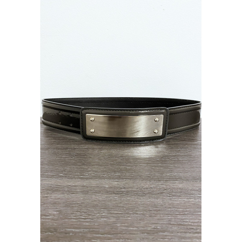Ceinture noir avec longue boucle rectangulaire