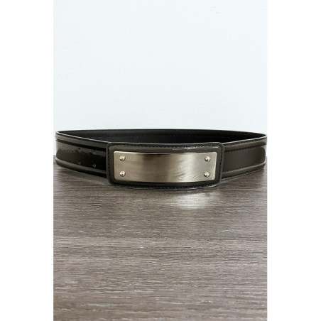 Ceinture noir avec longue boucle rectangulaire