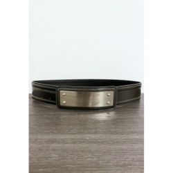 Ceinture noir avec longue boucle rectangulaire