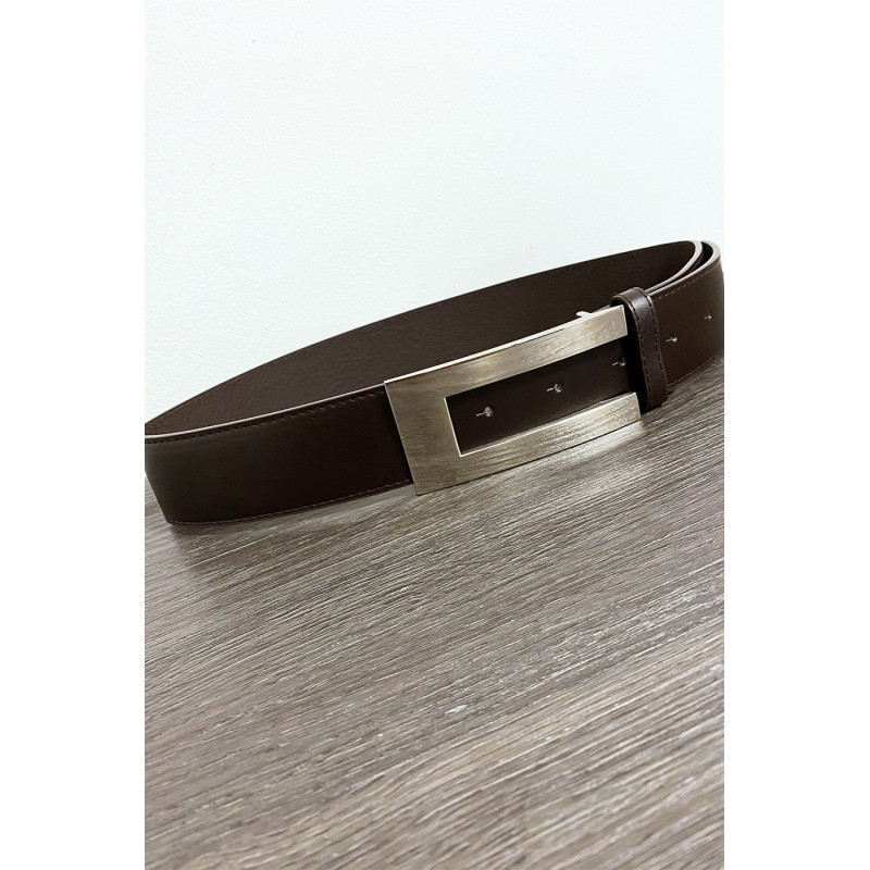 Ceinture noir avec boucle rectangulaire argenté