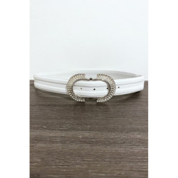 Ceinture blanche avec boucle ornée de strass