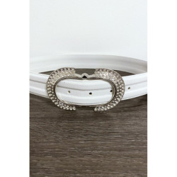 Ceinture blanche avec boucle ornée de strass