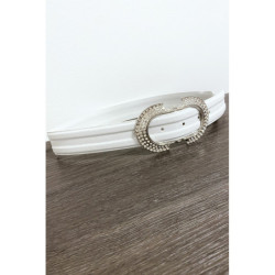 Ceinture blanche avec boucle ornée de strass
