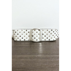 Ceinture en simili blanche cloutés avec boucle argenté