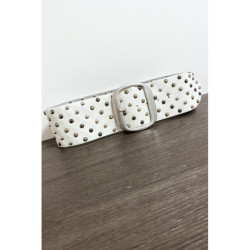 Ceinture en simili blanche cloutés avec boucle argenté