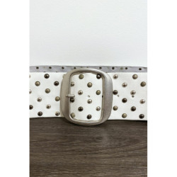 Ceinture en simili blanche cloutés avec boucle argenté