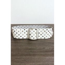 Ceinture en simili blanche cloutés avec boucle argenté