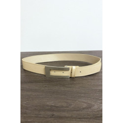 Ceinture beige en simili avec boucle rectangulaire