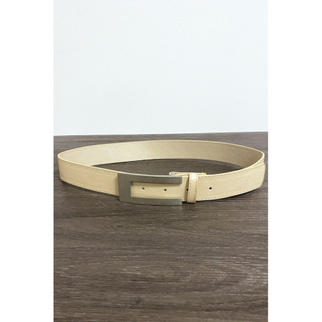 Ceinture beige en simili avec boucle rectangulaire