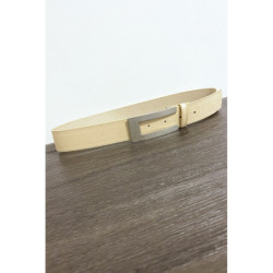 Ceinture beige en simili avec boucle rectangulaire