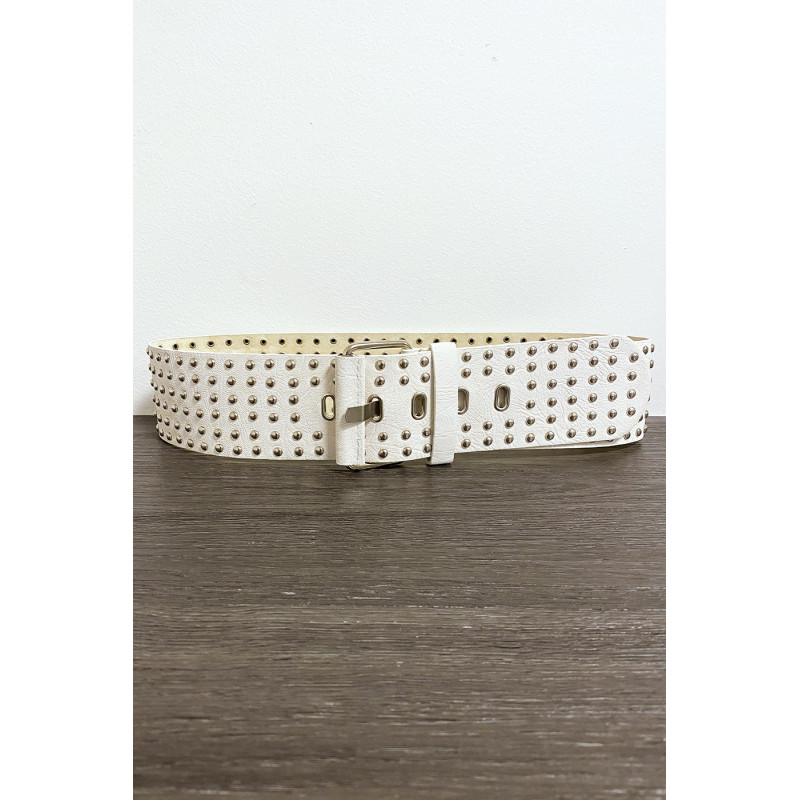 Grosse ceinture beige avec strass doré