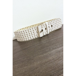 Grosse ceinture beige avec strass doré