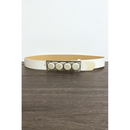 Ceinture beige avec 4 pierres beige à la boucle