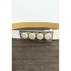 Ceinture beige avec 4 pierres beige à la boucle