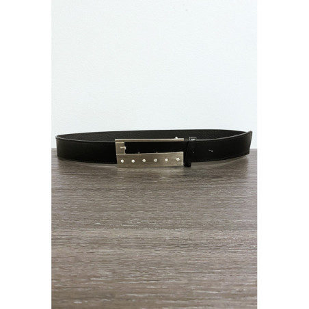 Ceinture en simili noir avec strass sur la boucle