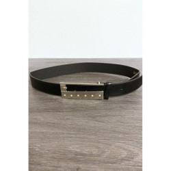 Ceinture en simili noir avec strass sur la boucle